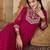 women dark pink embroidered round neck georgette zari sequence dress