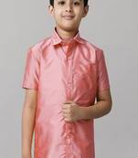 Pink solid short sleeve shirt - boys shirts