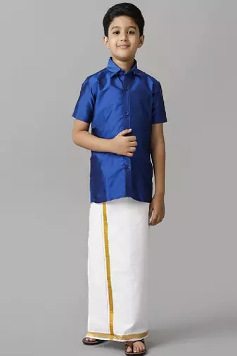 Blue silk blend shirt - boys shirts