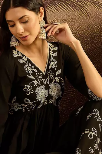 floral embroidered fit & flare dress