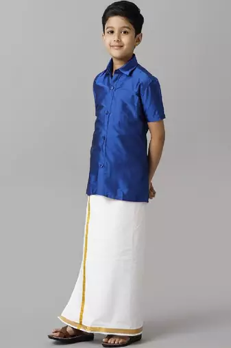 Blue silk blend shirt - boys shirts