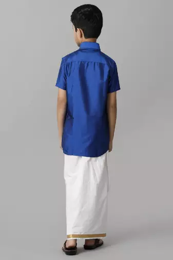 Blue silk blend shirt - boys shirts