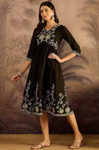 floral embroidered fit & flare dress