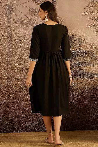 floral embroidered fit & flare dress