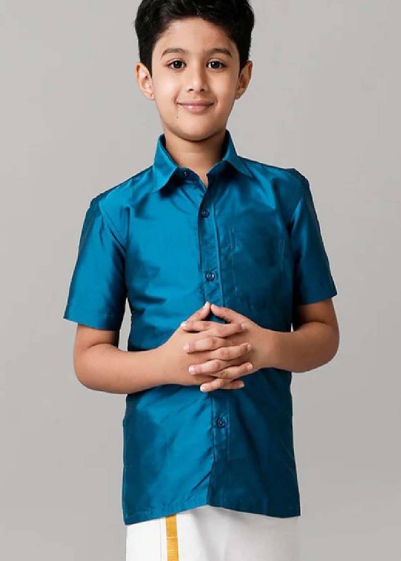 Blue plain na solid boys shirts