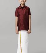 Maroon silk blend shirt casual boys-shirts
