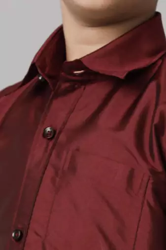 Maroon silk blend shirt casual boys-shirts
