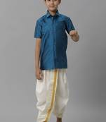 Blue plain polyester shirt - boys shirts
