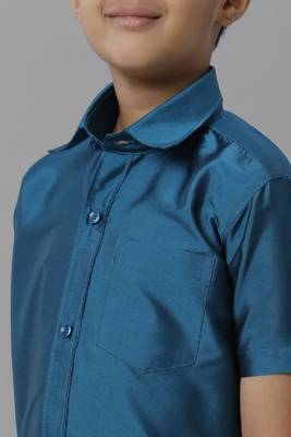 blue plain polyester boys shirt with panchakacham 2