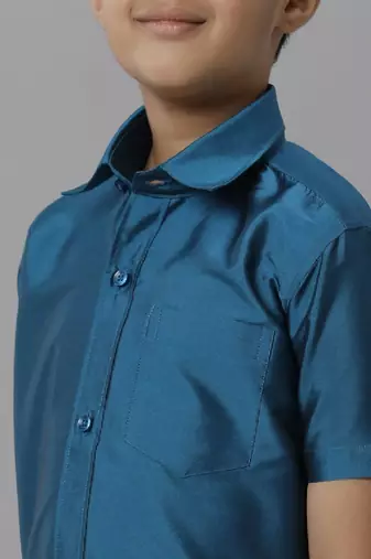 Blue plain polyester shirt - boys shirts