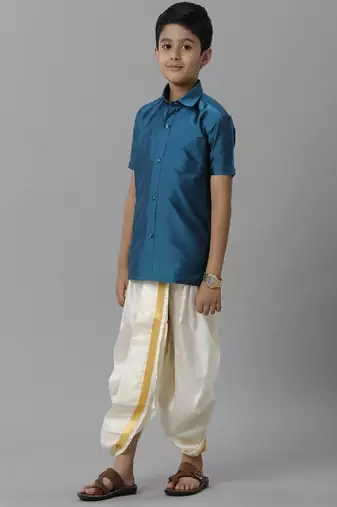 Blue plain polyester shirt - boys shirts