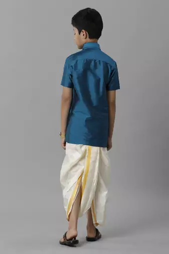 Blue plain polyester shirt - boys shirts