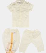 Off white shirt cotton blend dhoti pants set - boys shirts
