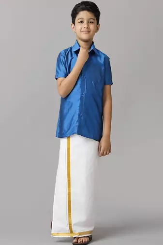 Blue not specified silk blend shirt boys-shirts