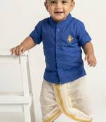 Blue plain cotton blend shirt boys shirts