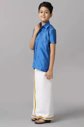 Blue not specified silk blend shirt boys-shirts