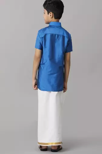 Blue not specified silk blend shirt boys-shirts