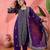 purple floral printed silk blend u-neck straight kurta with trousers and dupatta