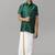 Green plain silk blend shirt with dhoti - boys-shirts