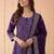 embroidered round neck kurta & trousers with dupatta