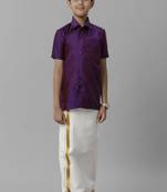 Violet silk blend shirt - shirt with dhoti - boys shirts