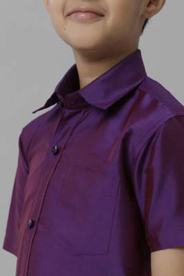 violet shirt silk blend with dhoti for boys 2