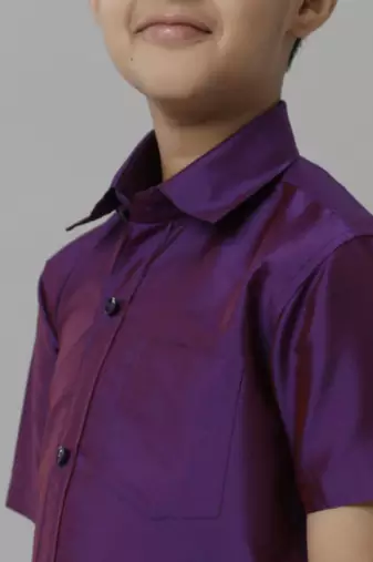 Violet silk blend shirt - shirt with dhoti - boys shirts