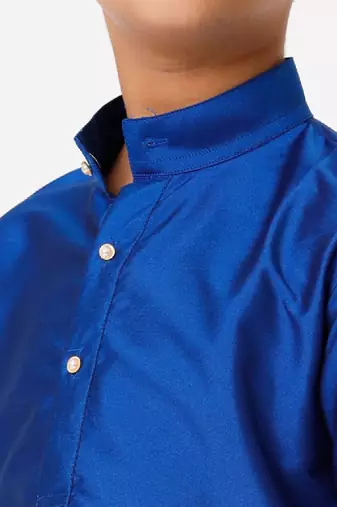 Blue silk blend long sleeve kurta - boys kurta pyjama