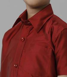 Red plain silk blend shirt - boys shirts