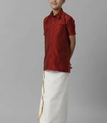 Red plain silk blend shirt - boys shirts