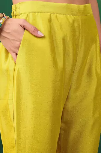 embroidered a-line kurta set with trouser & dupatta