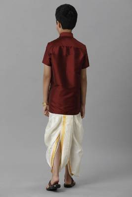maroon polyester boys shirt and dhoti 3