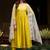embroidered v-neck kurta & trousers with dupatta