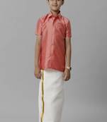 Pink shirt silk blend dhoti - boys