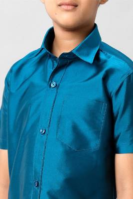 blue cotton short sleeves boys shirt 3