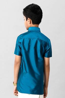 blue cotton short sleeves boys shirt 4
