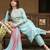 yoke design poly chiffon round neck kurta & trousers with dupatta