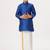Blue silk blend kurta veshti set - boys