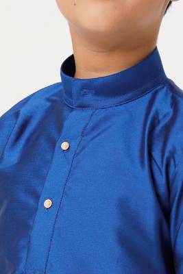 blue silk blend boys dhoti kurta set with zari work 2