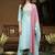 yoke design poly chiffon round neck kurta & trousers with dupatta