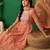 peach floral embroidered a-line kurta with trouser & dupatta