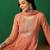 peach floral embroidered a-line kurta with trouser & dupatta