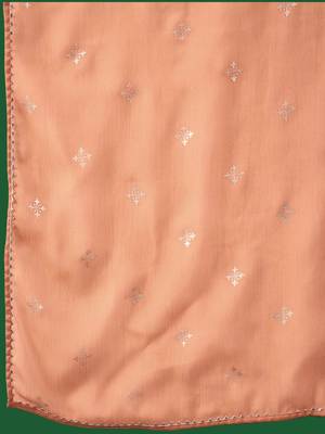 peach floral embroidered a-line kurta with trouser & dupatta 4