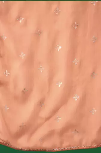 peach floral embroidered a-line kurta with trouser & dupatta