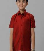Maroon plain cotton short sleeve shirt - boys shirts