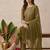 embroidered round neck kurta & trousers with dupatta