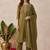 embroidered round neck kurta & trousers with dupatta