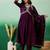 purple embroidered empire anarkali kurta with trousers & dupatta
