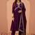 embroidered v-neck alia cut kurta & trousers with dupatta