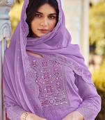 embroidered a-line kurta with trouser & dupatta